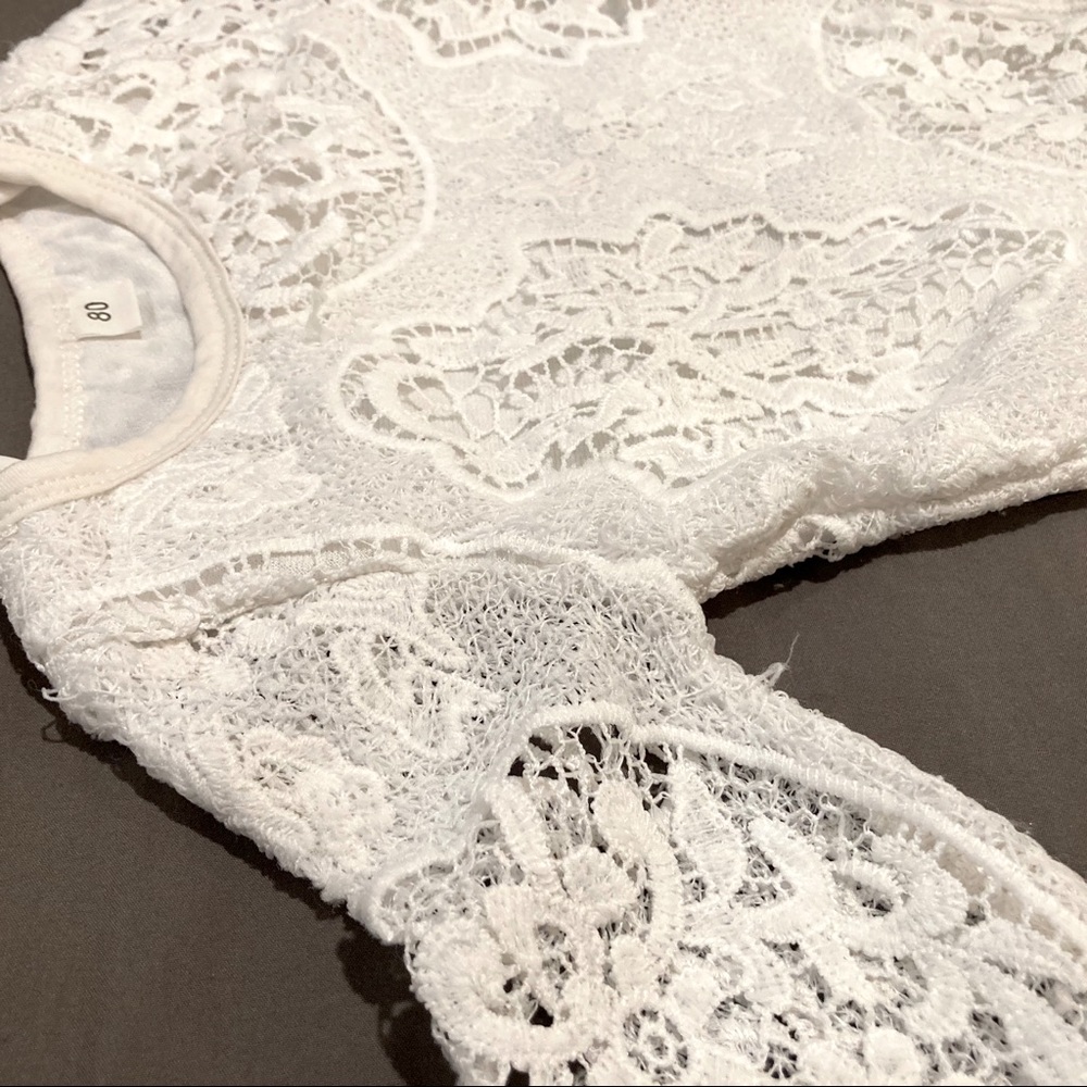 BEAUTIFUL White lace onesie. 6M.